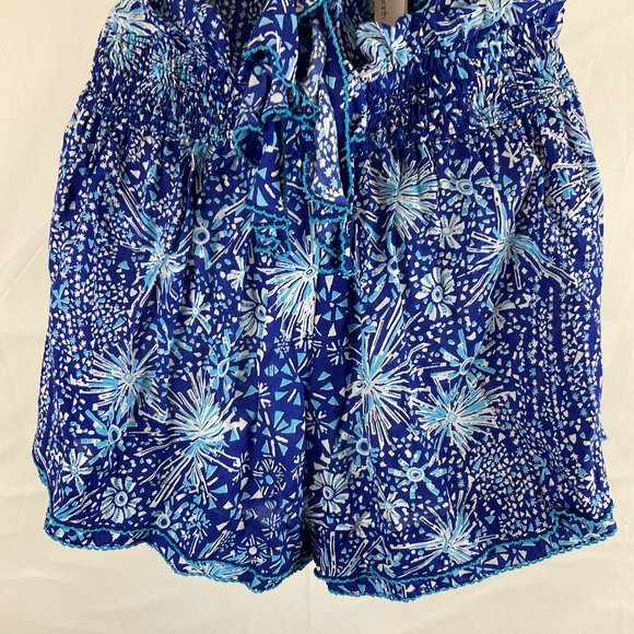 Poupette St. Barth Romper XS Blue White Firework Print Sleeveless Ruffle New NWT - Picture 11 of 13